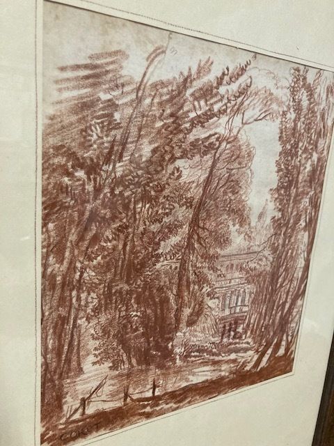 Mid 19th Century Drawing In Sanguine Pencil. In Frame With Silver Inserts photo 329.68