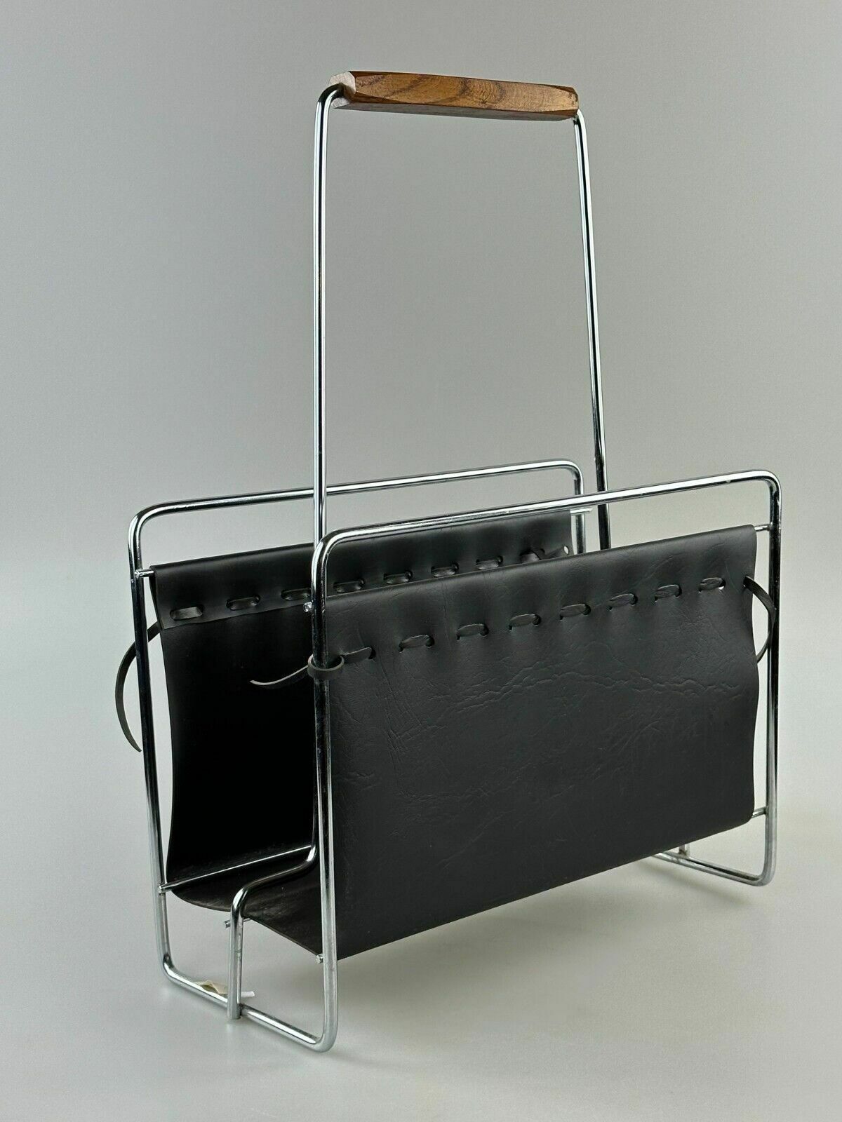 60's 70's Newspaper Holder Magazine Racks R Metal Teak Mid Century Design photo furniture