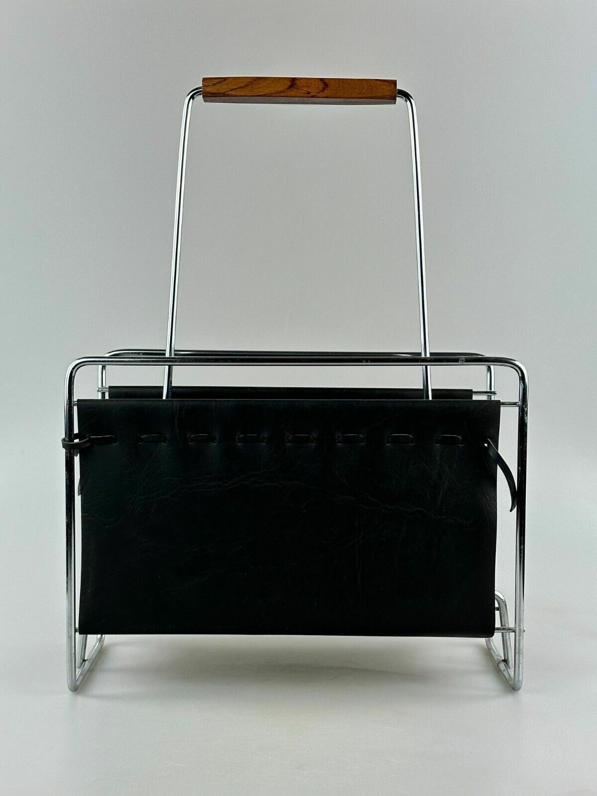 Home Decor 60's 70's Newspaper Holder Magazine Racks R Metal Teak Mid Century Design photo
