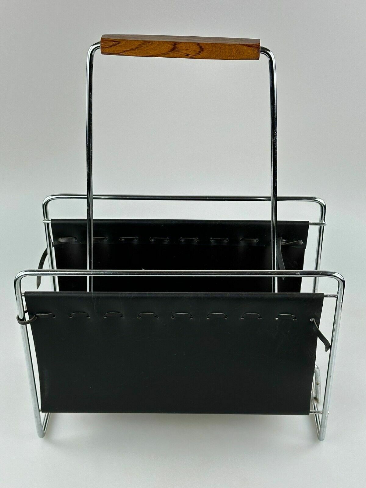 170.0 60's 70's Newspaper Holder Magazine Racks R Metal Teak Mid Century Design photo