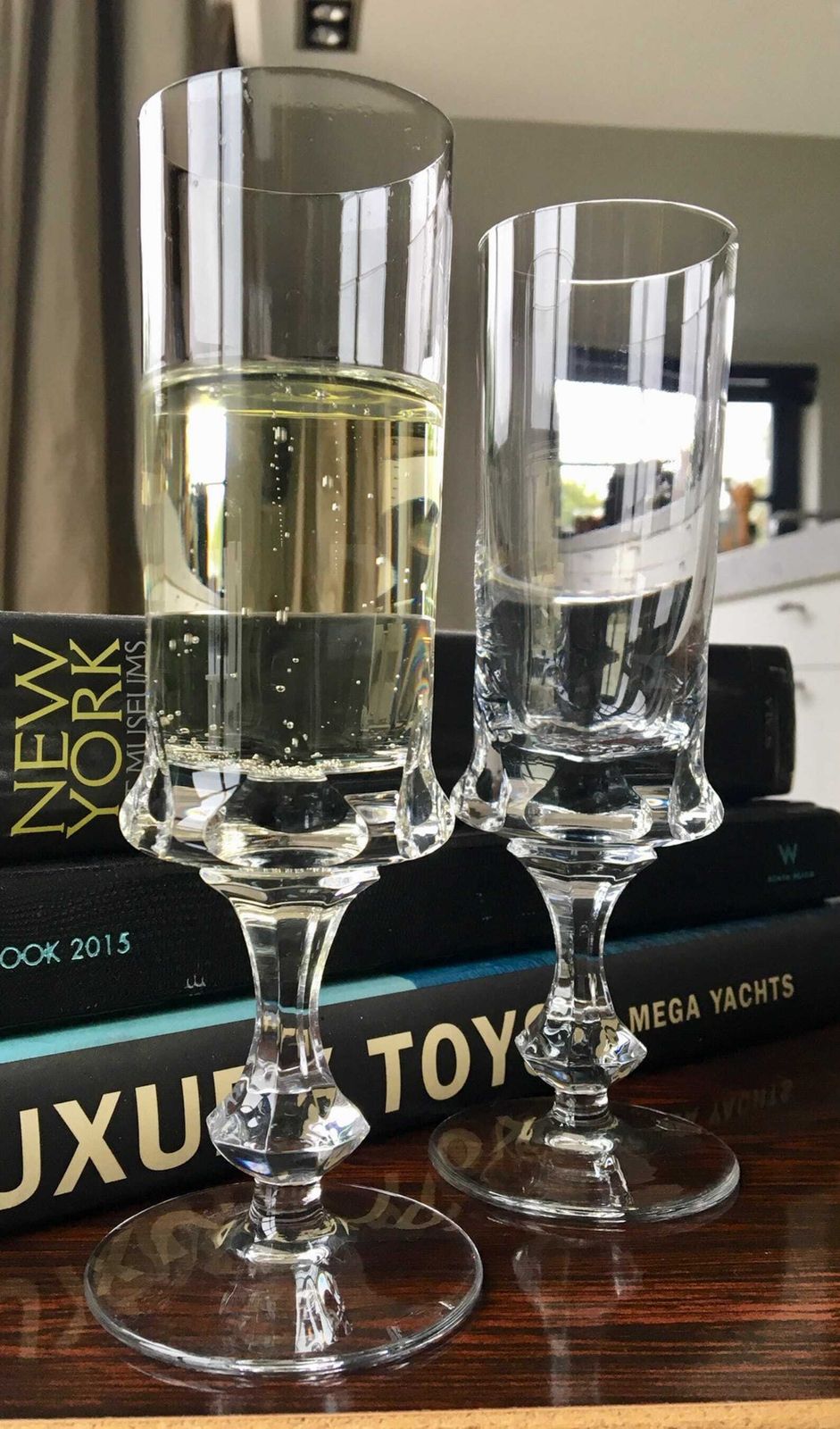 6x Crystal Champagne Flutes, Vintage Champagne Glasses In Robust Style