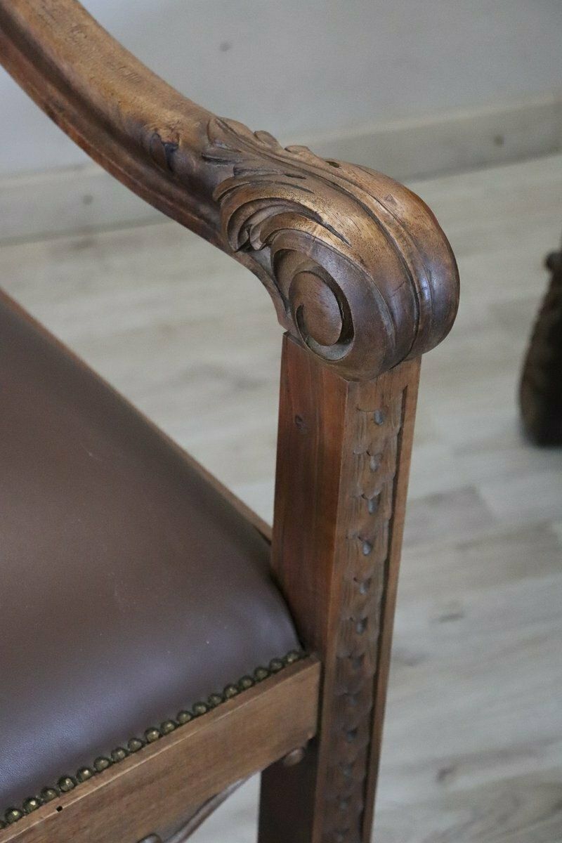 Furniture Late 19th Century Carved Walnut Throne Chairs, Set Of 2 photo
