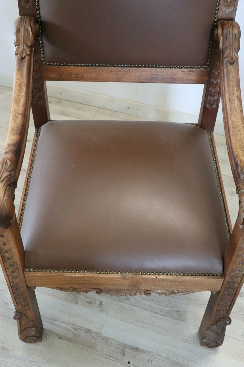 3391.4 Late 19th Century Carved Walnut Throne Chairs, Set Of 2 photo