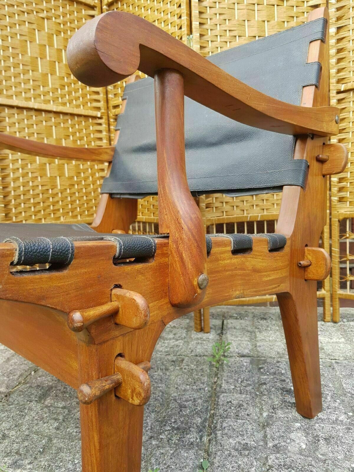 Safari Chair By Angel Pazmino Rosewood And Leather Mid Century Vintage 60s. photo Furniture
