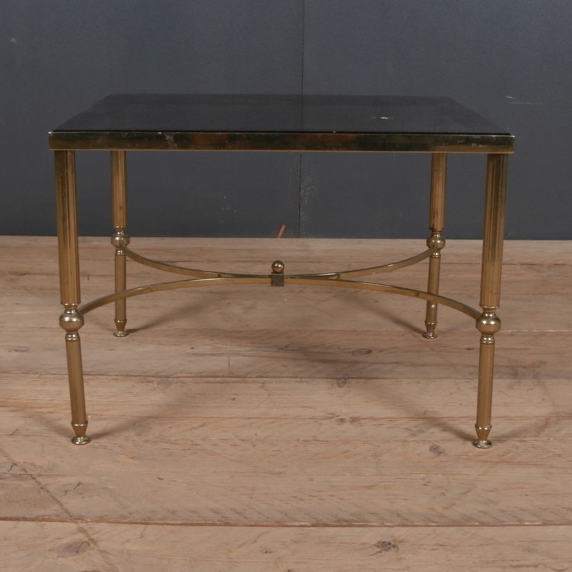 1920s French Brass And Glass Lamp Table. Smoked Glass. 1920 photo furniture