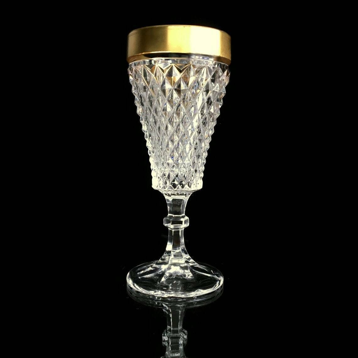6x Crystal Champagne Glasses | Flutes | 24k Gold | Klokotschnik/Josephinenhutte photo for sale