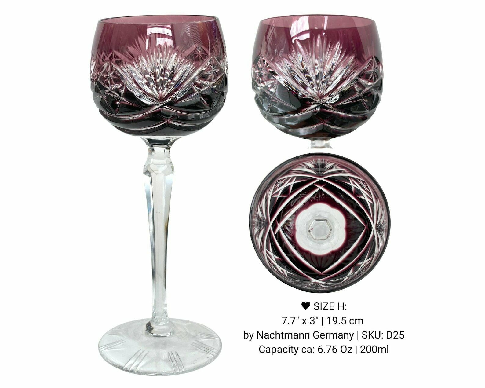 Crystal Wine Glass  1pcs Color Wine Goblet  Cut Pattern And Color Overlay  By Nachtmann, Series 124 photo furniture