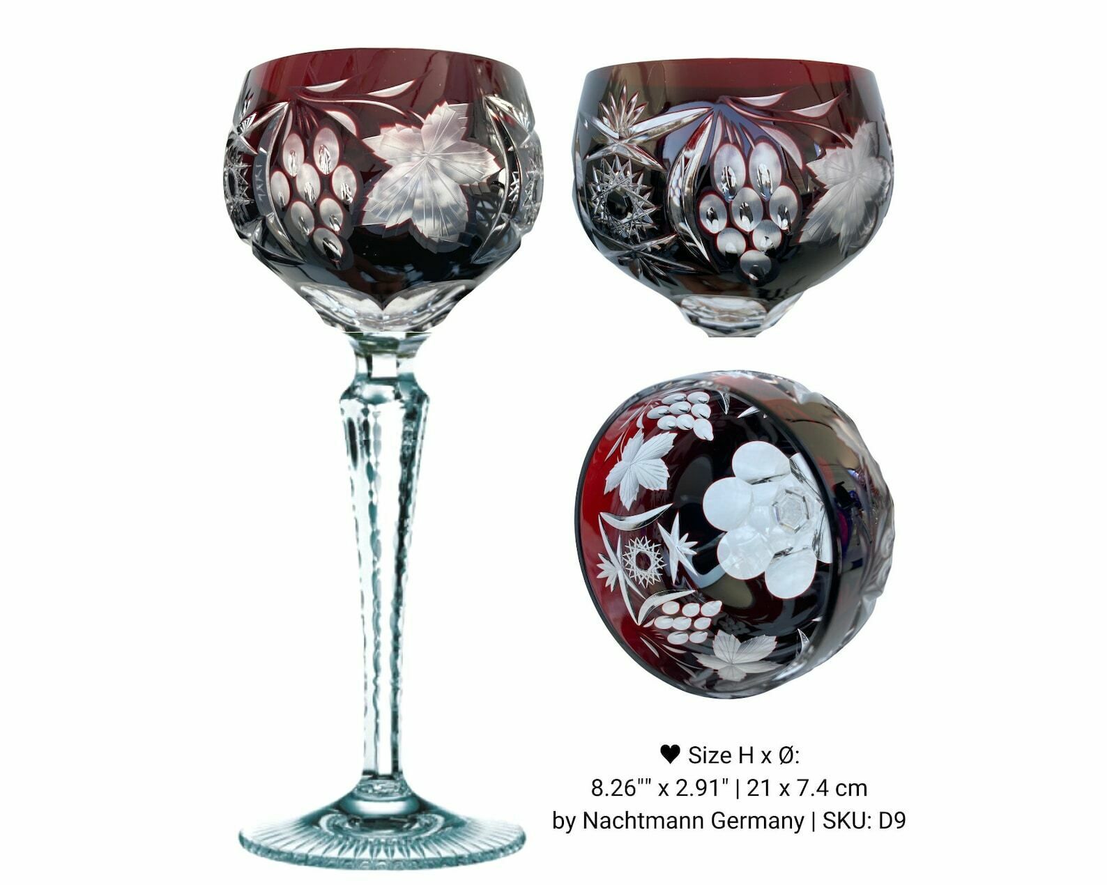 Robijnrood Wijnglas (1) | Cut To Clear Kristal | Nachtmann, Saint Louis, Klokotschnik photo Woonaccessoires