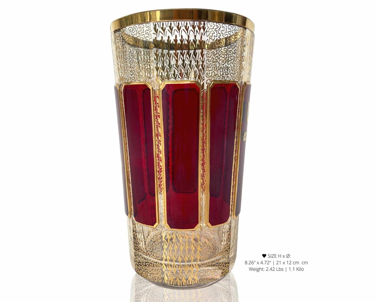 Crystal Red Vase For Flowers | Moser Cabochon Style | 24k Gold | Steiner & Vogel photo furniture