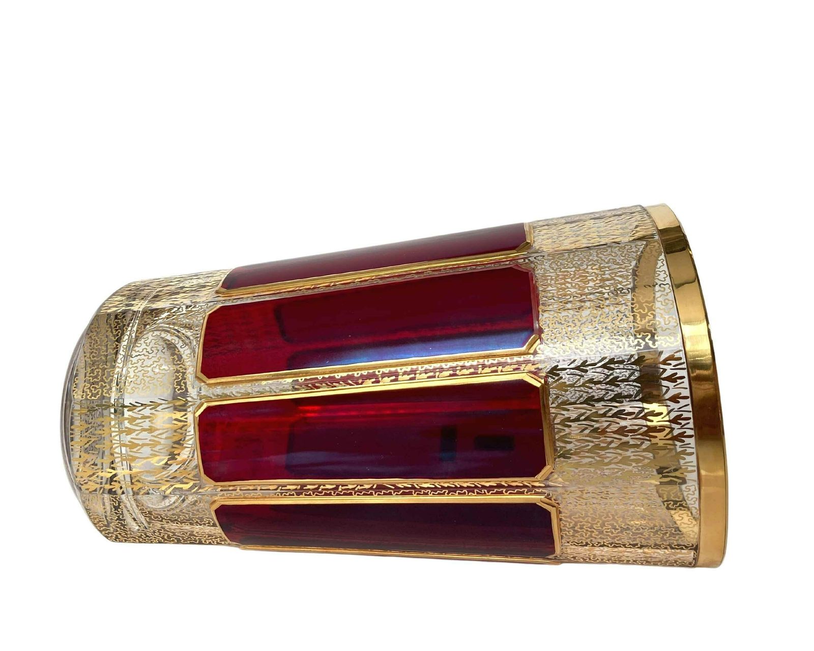Crystal Red Vase For Flowers | Moser Cabochon Style | 24k Gold | Steiner & Vogel photo 249.0