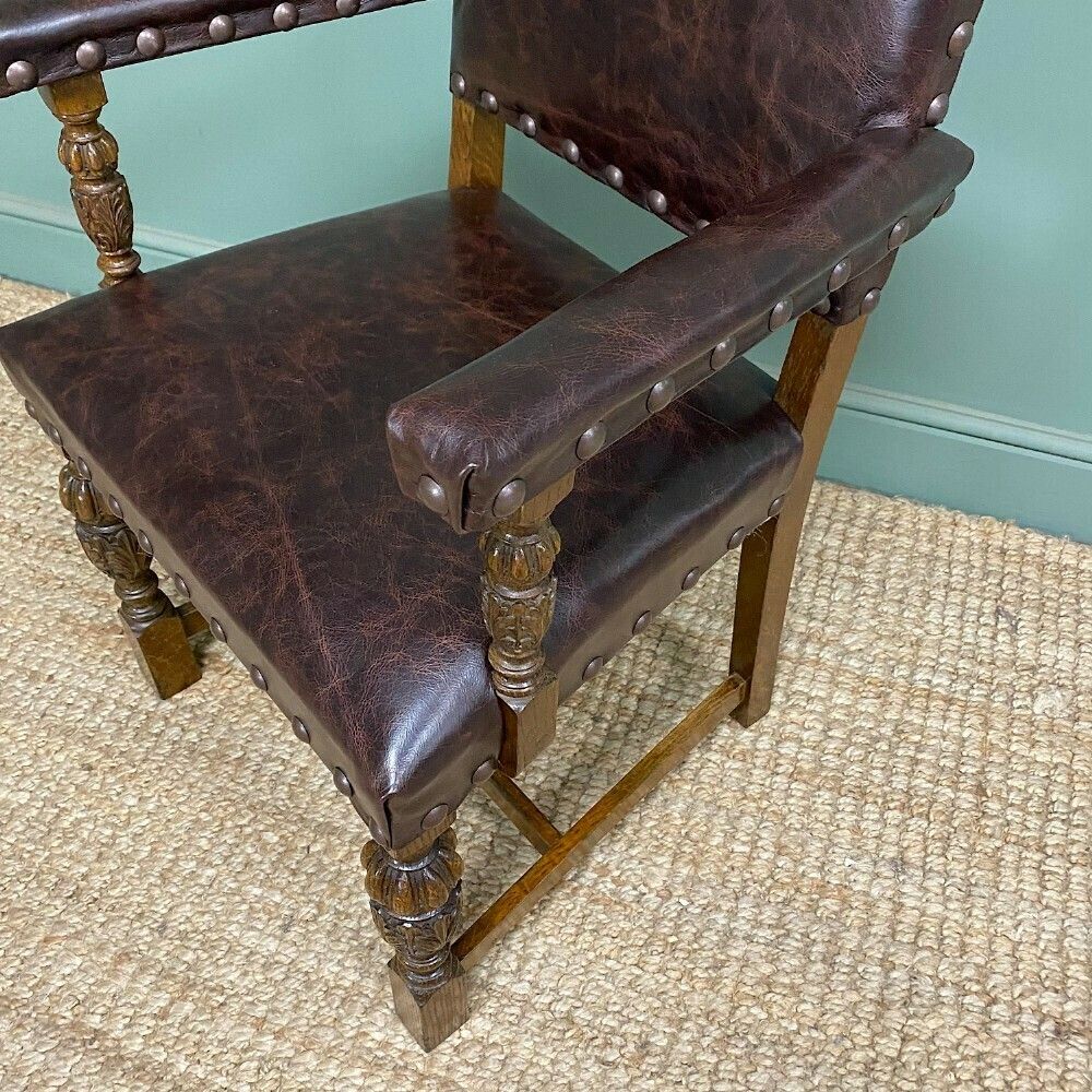 Quality Antique Oak & Leather Desk Chair / Arm Chair photo buy