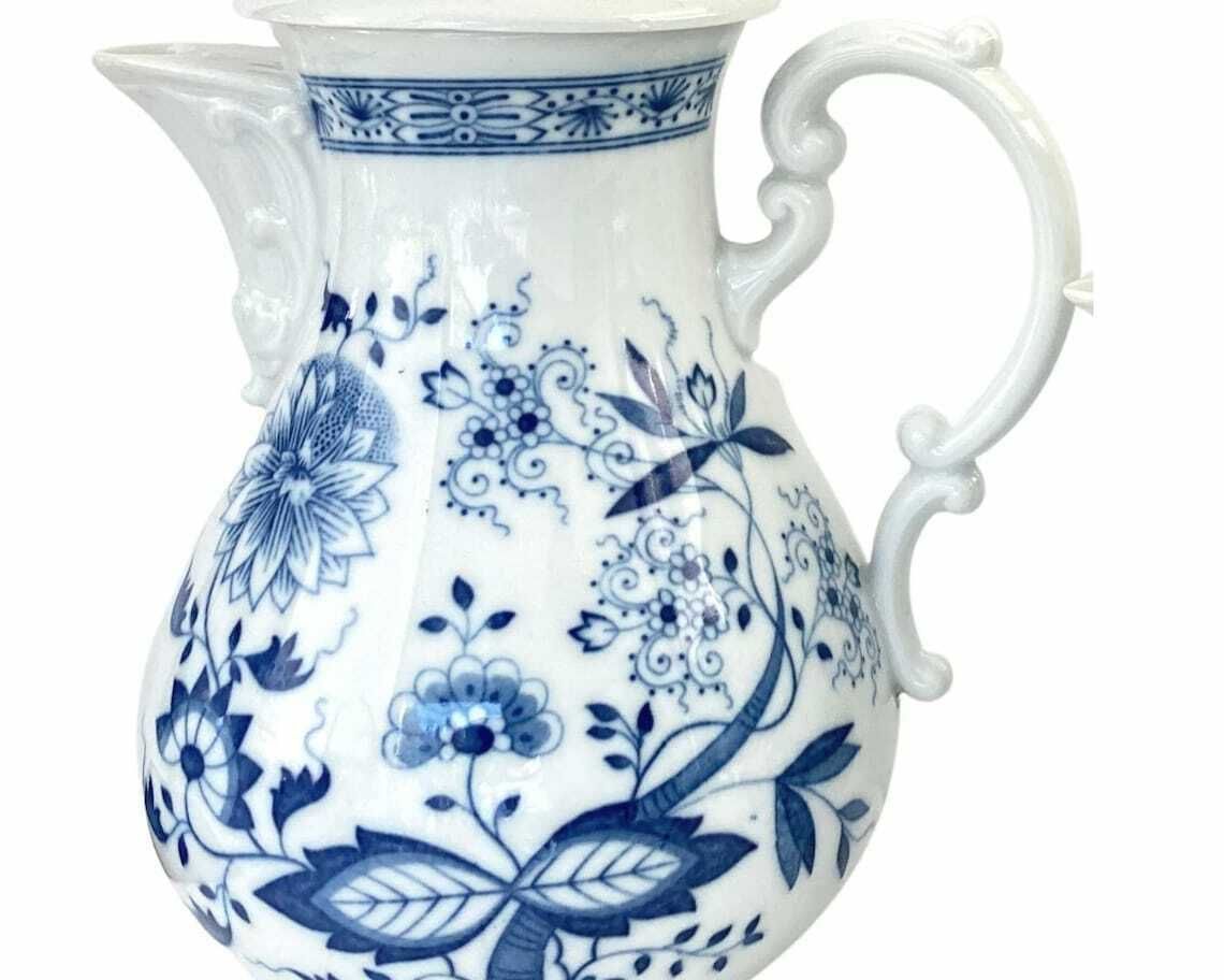 Big Porcelain Coffee Pot  Blue Onions  Holds 67 Oz  2 L  Serves 12  Hutschenreuther (Rosenthal) photo for sale