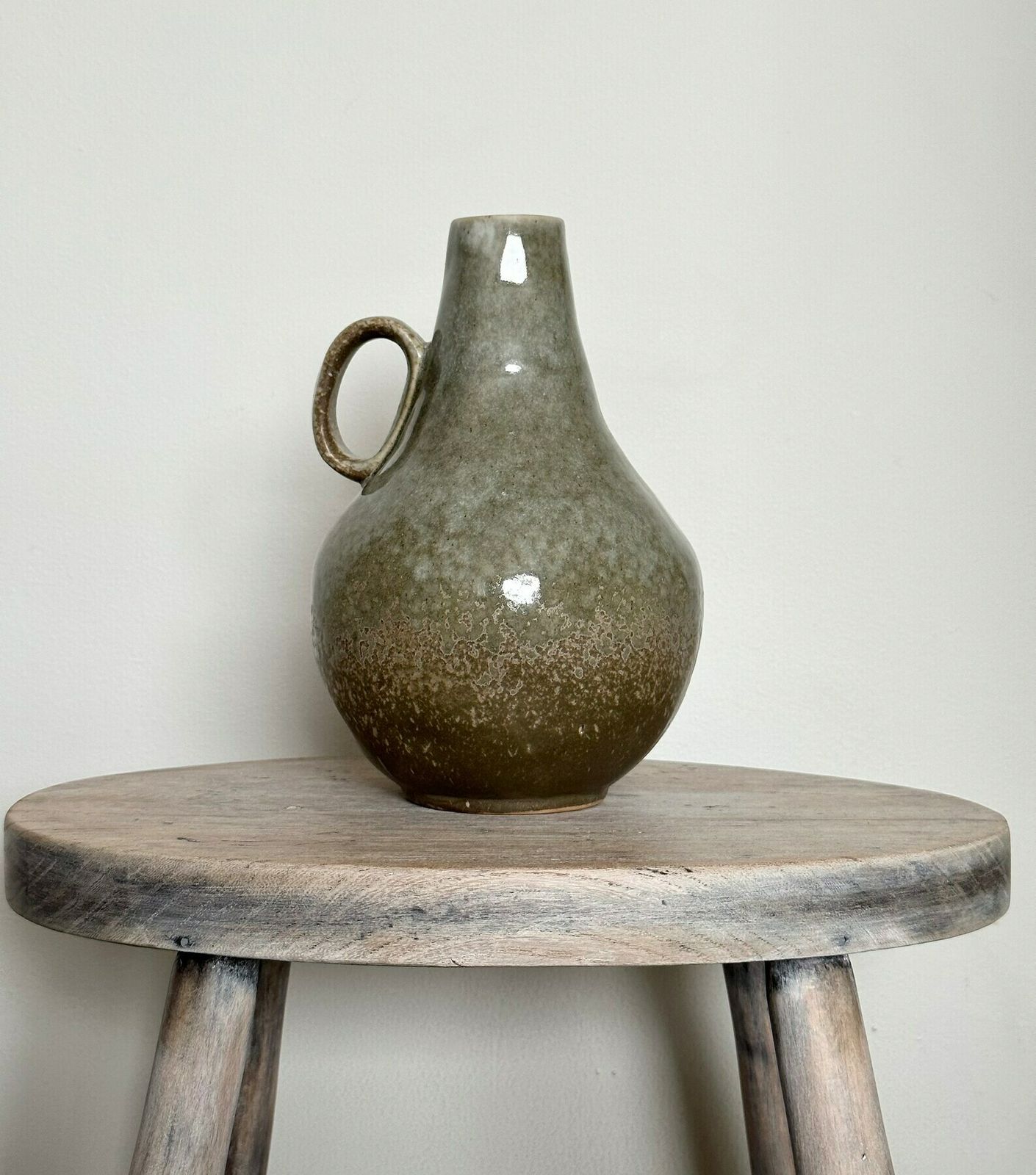 Stoneware Liquen Vase, Rustic Vase, Aged Vase, Contemporary Vase, Green Vase, Glazed Vase, Pottery Vase photo 65.0