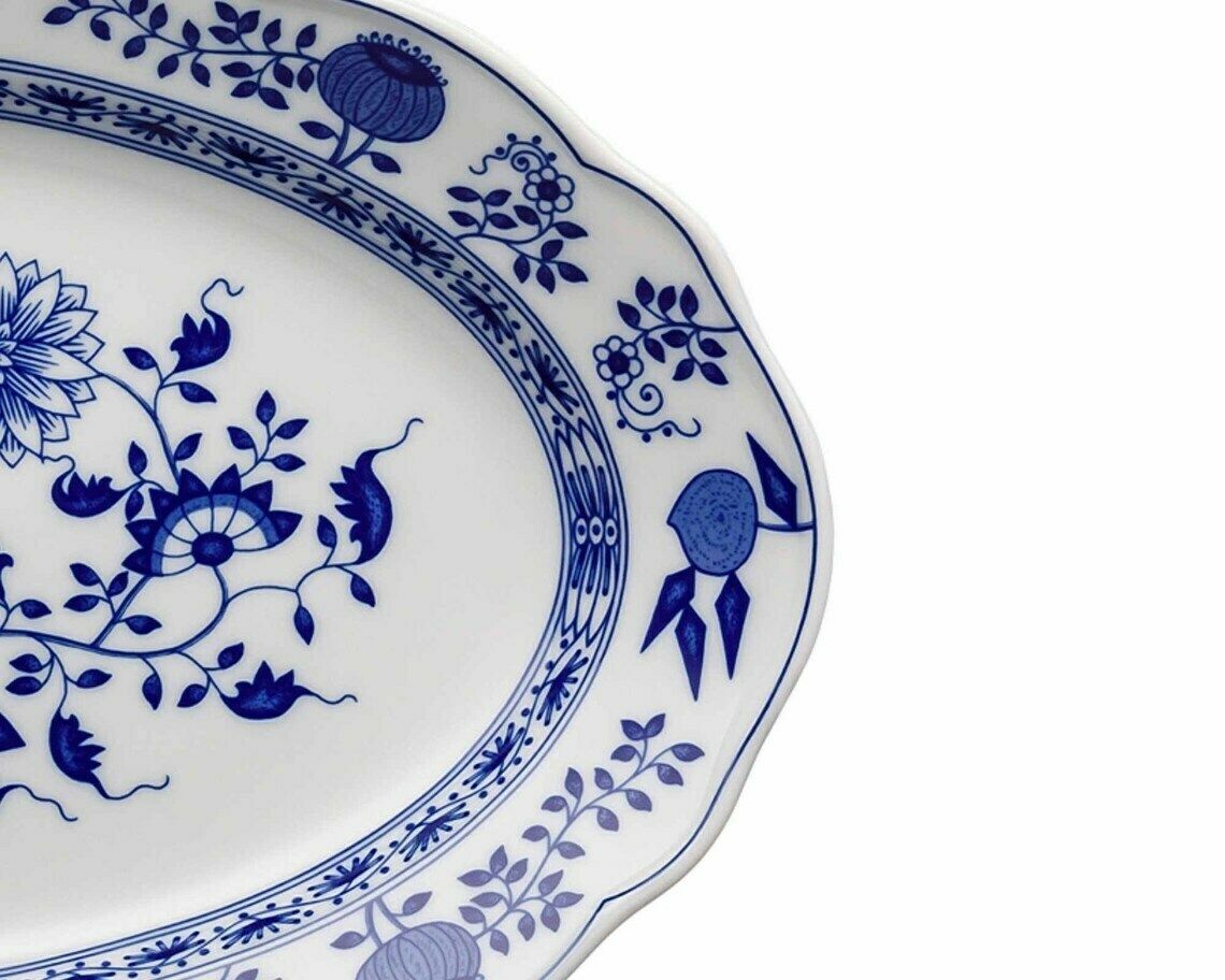 Blauw Uien Serveerschaal | Ovale Porseleinen Schaal | (1 Stuk) | Hutschenreuther (Rosenthal) photo for sale