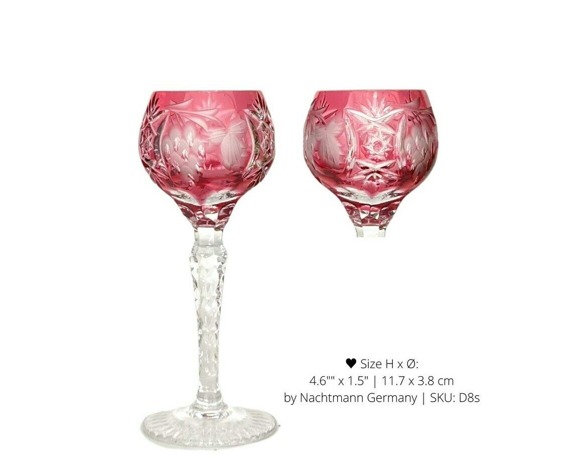 6x Nachtmann Traube Cordial Glasses | Color Overlay | Cut Crystal | 70s photo furniture