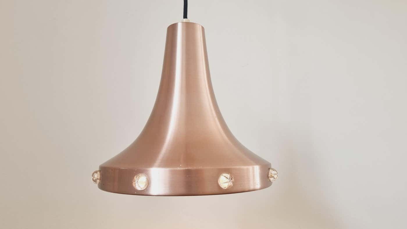 Midcentury Copper Pendant Vitrika, Sweden, 1970s photo 290.0