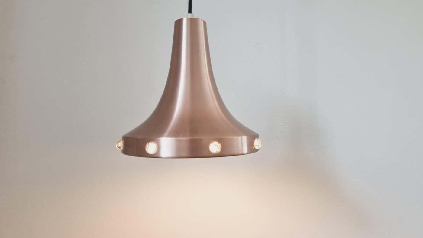 Lighting Midcentury Copper Pendant Vitrika, Sweden, 1970s photo