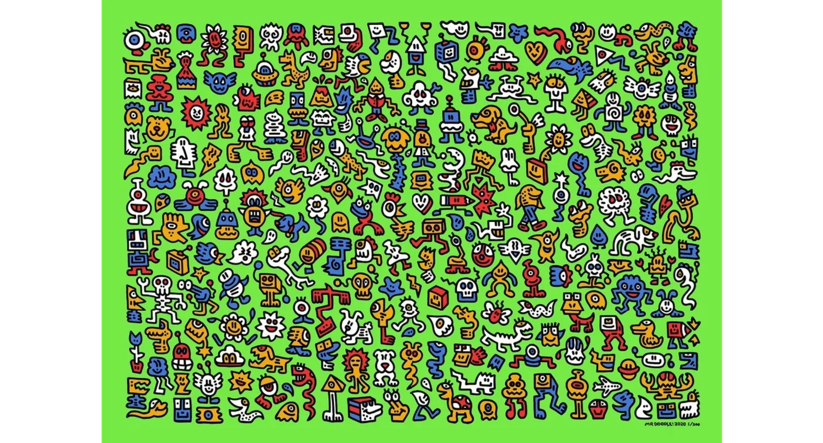 Mr Doodle, Alien City, 2020  Silk Screen Print On 310gsm Somerset Tub Sized Satin Paper
