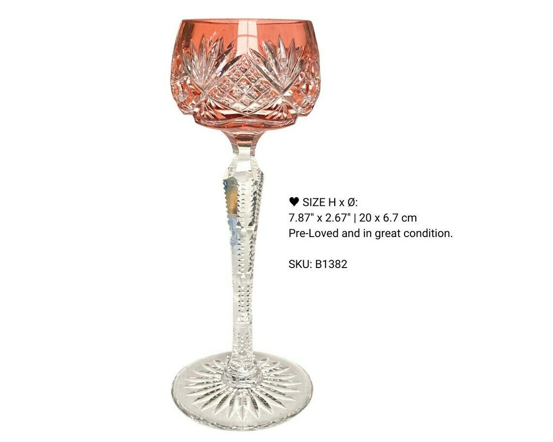 Oranje Wijnglas (1) | Kristal Met Kleuroverlay | Val Saint Lambert, Knittel | 1920–1970 photo for sale