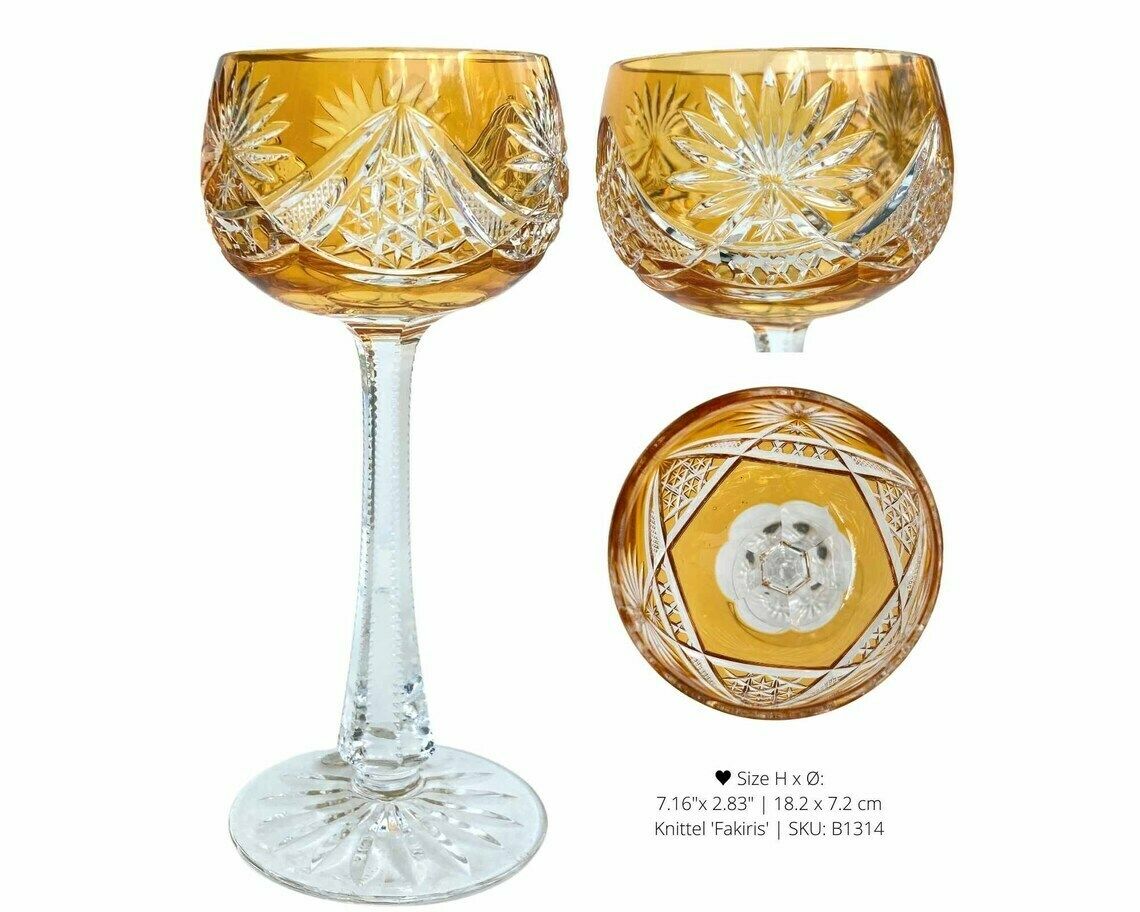 Orange Wine Glass (1) | Crystal Color Overlay | Val Saint Lambert, Knittel | 1920 1970 photo 79.0