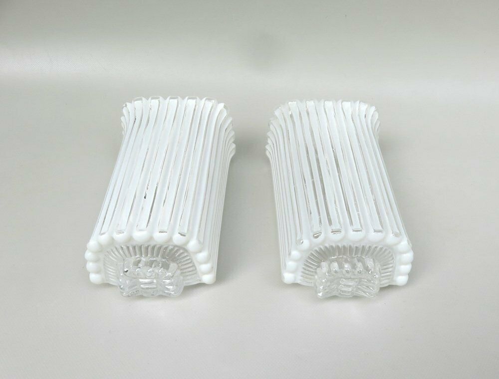 photo vinterior Wall Lights In Glass, Porcelain & Chrome Plate From Limburg, Keuco, 1970s, Set Of 2