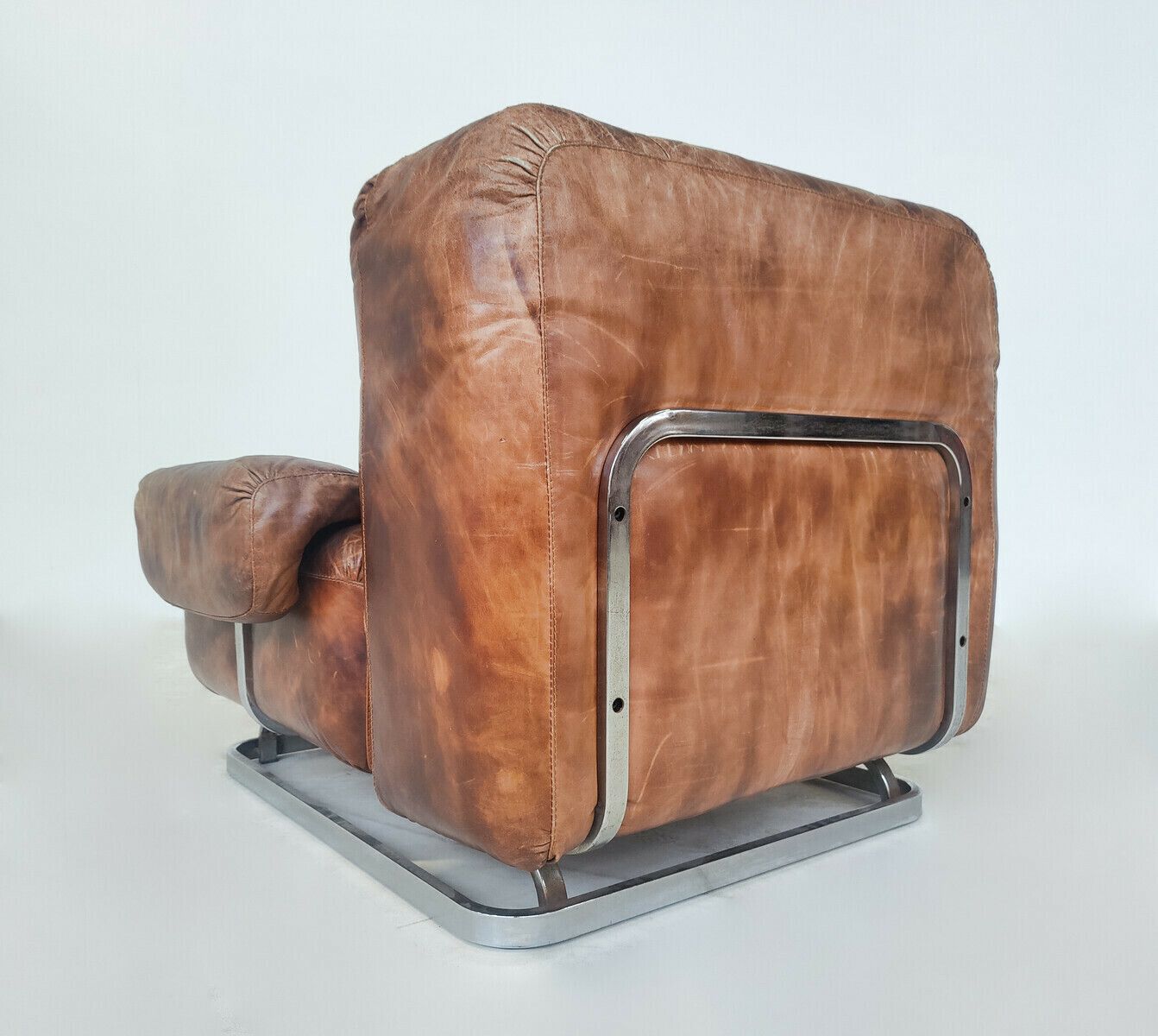 Pair Of Mid Century Modern Leather & Chrome Armchairs photo 3660.0
