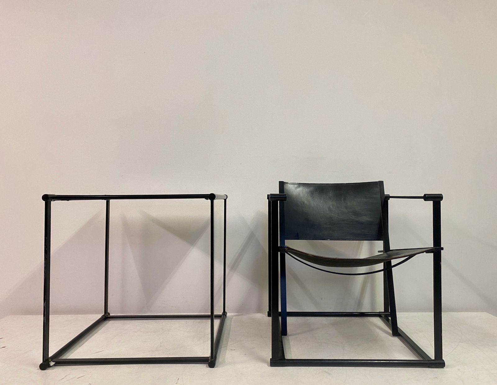 Black Leather Fm62 Chair And Cube For Pastoe By Radboud Van Beekum photo furniture