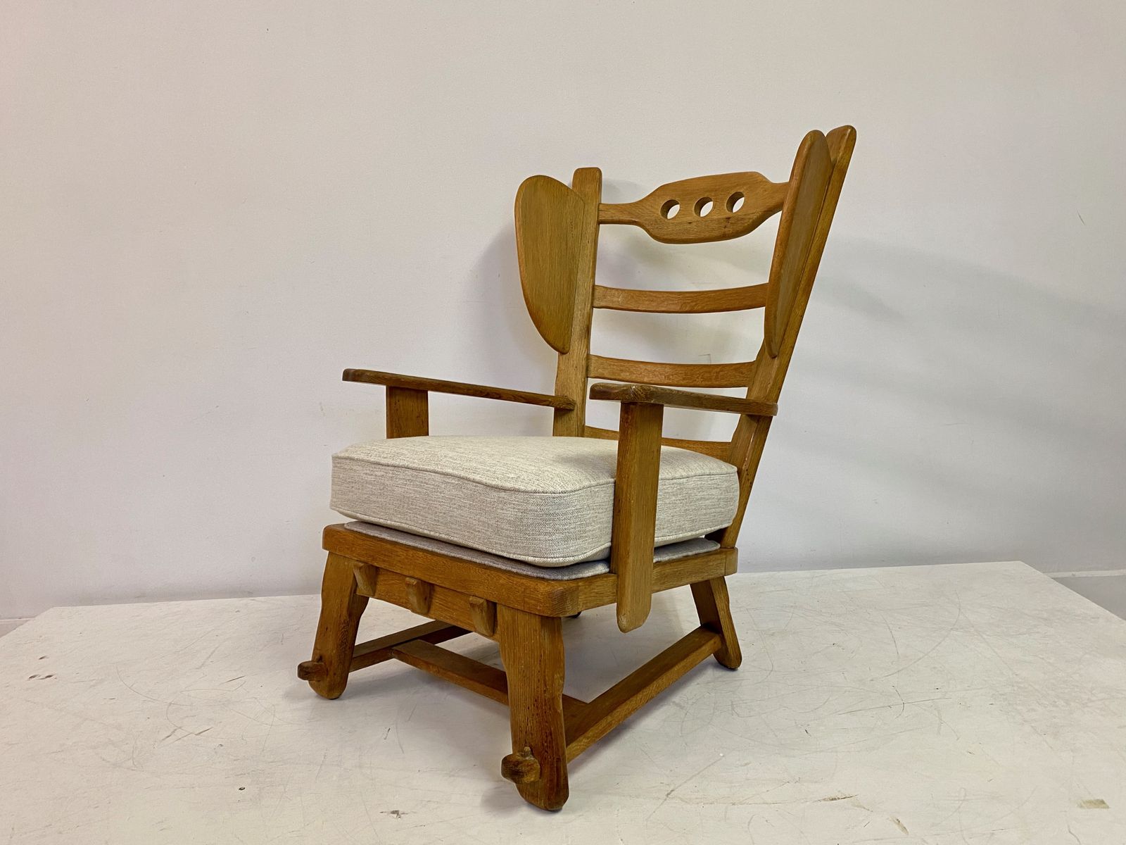 photo for sale 1960s Dutch Oak Brutalist Armchair