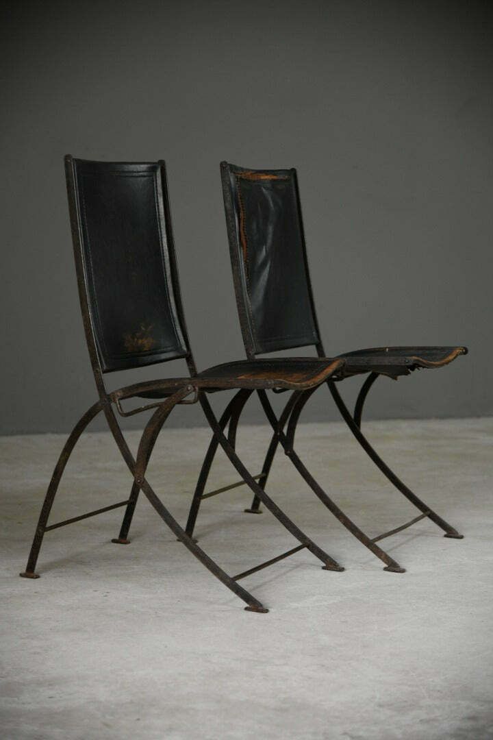 Late 19th Century French Iron & Leather Chairs photo buy