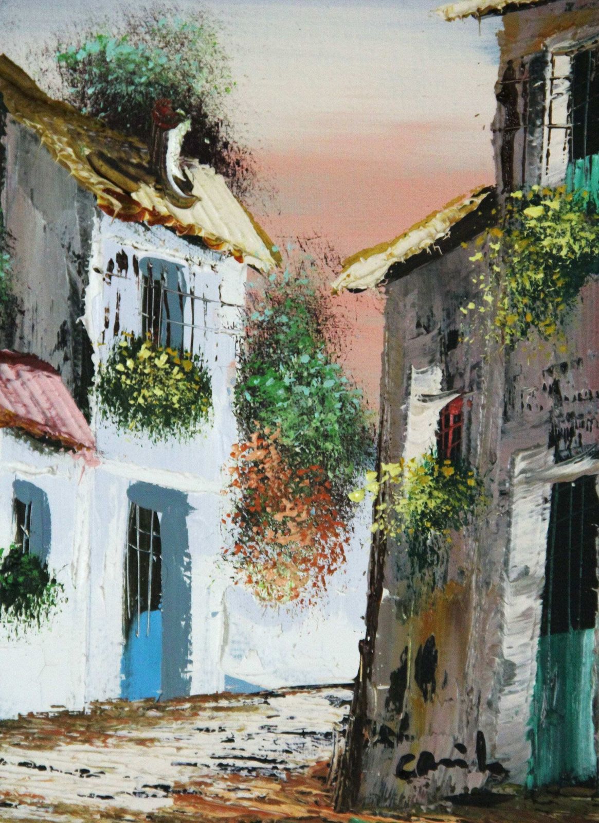 Painting Of A Street In A Typical Spanish Village. photo buy