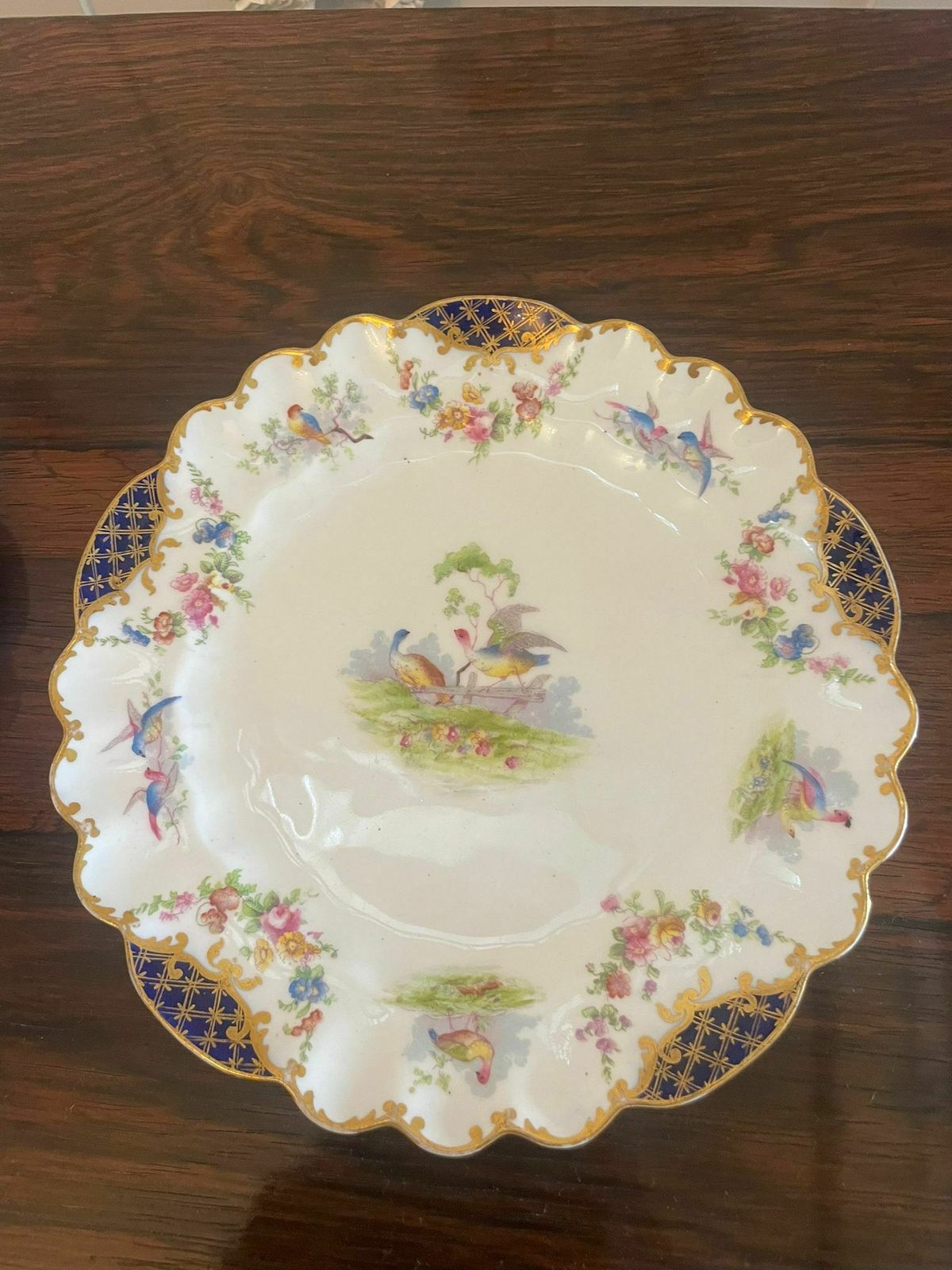 Quality Pair Of Antique Hand Painted Crescent China Plates photo Home Decor