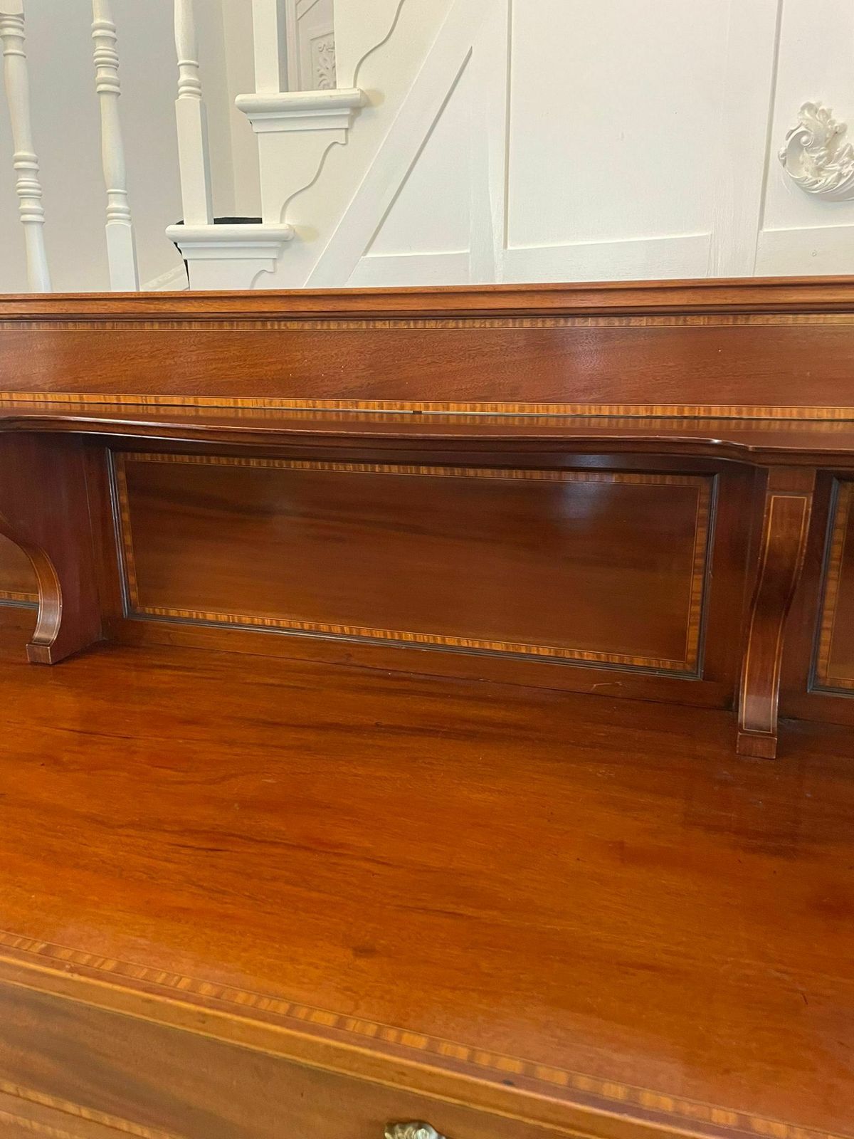 Superb Quality Large Antique Mahogany Inlaid Sideboard photo Furniture