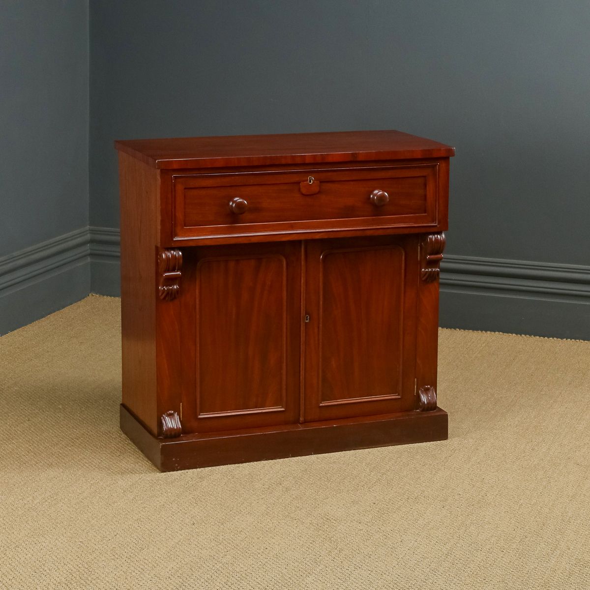 English William IV Mahogany Secretaire Bureau Desk Chiffonier (Circa 1835) photo furniture