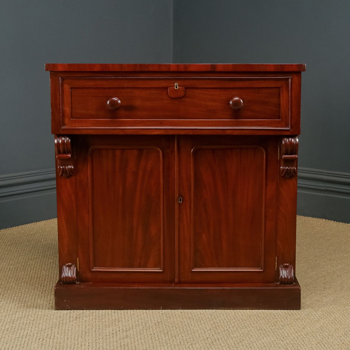 English William IV Mahogany Secretaire Bureau Desk Chiffonier (Circa 1835) photo vinterior