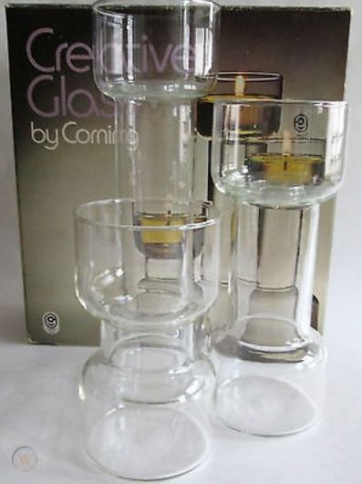 Flameglow Candle Holder Trio, Creative Glass By Corning Circa 1976 photo furniture