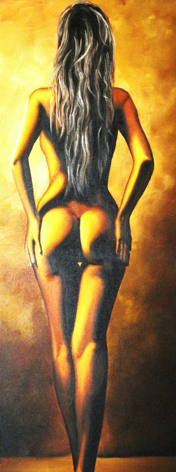 Erotic Girl Painting, 1990s, Vintage photo vinterior