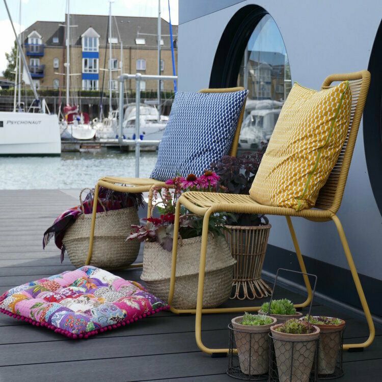 Pair Of Yellow Mediteranean String Chairs photo Furniture