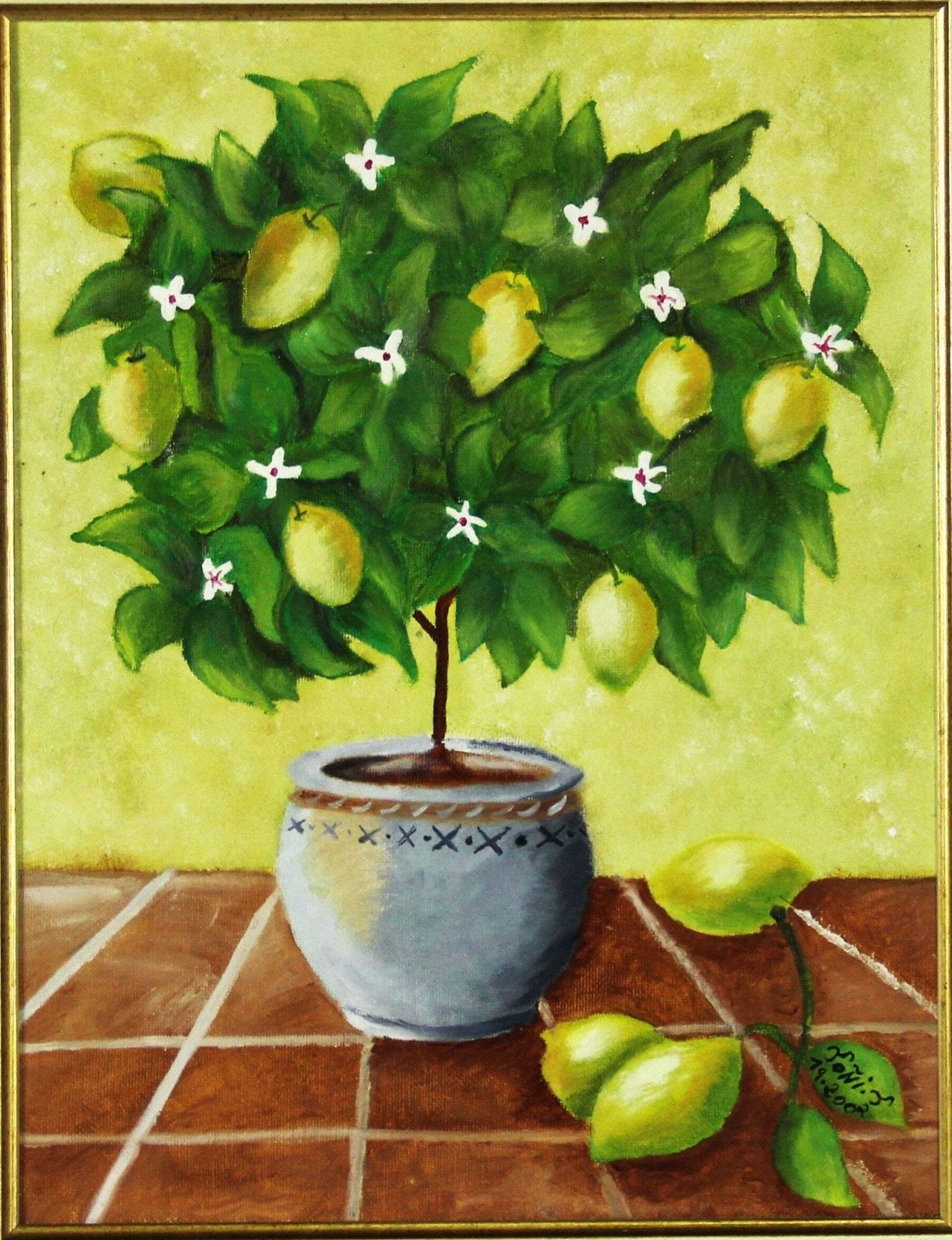 Still Life Lemon And Lemon Flowers By Toni