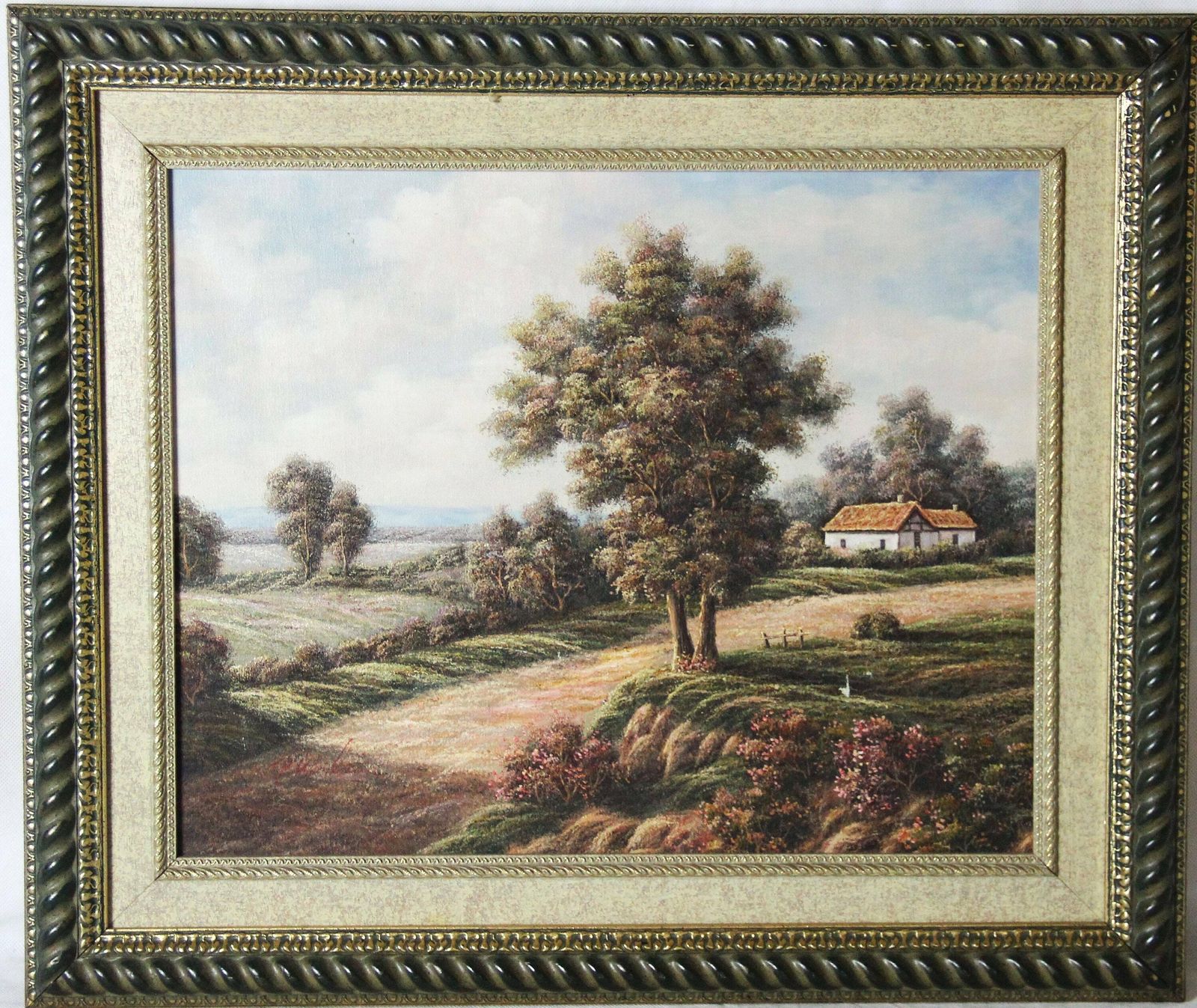 Landscape With Rustic House And Wildflower Meadow By P. Wilson photo for sale