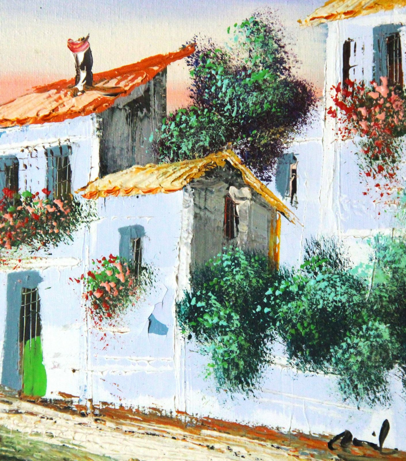 Painting A Street In A Typical Spanish Village. photo furniture