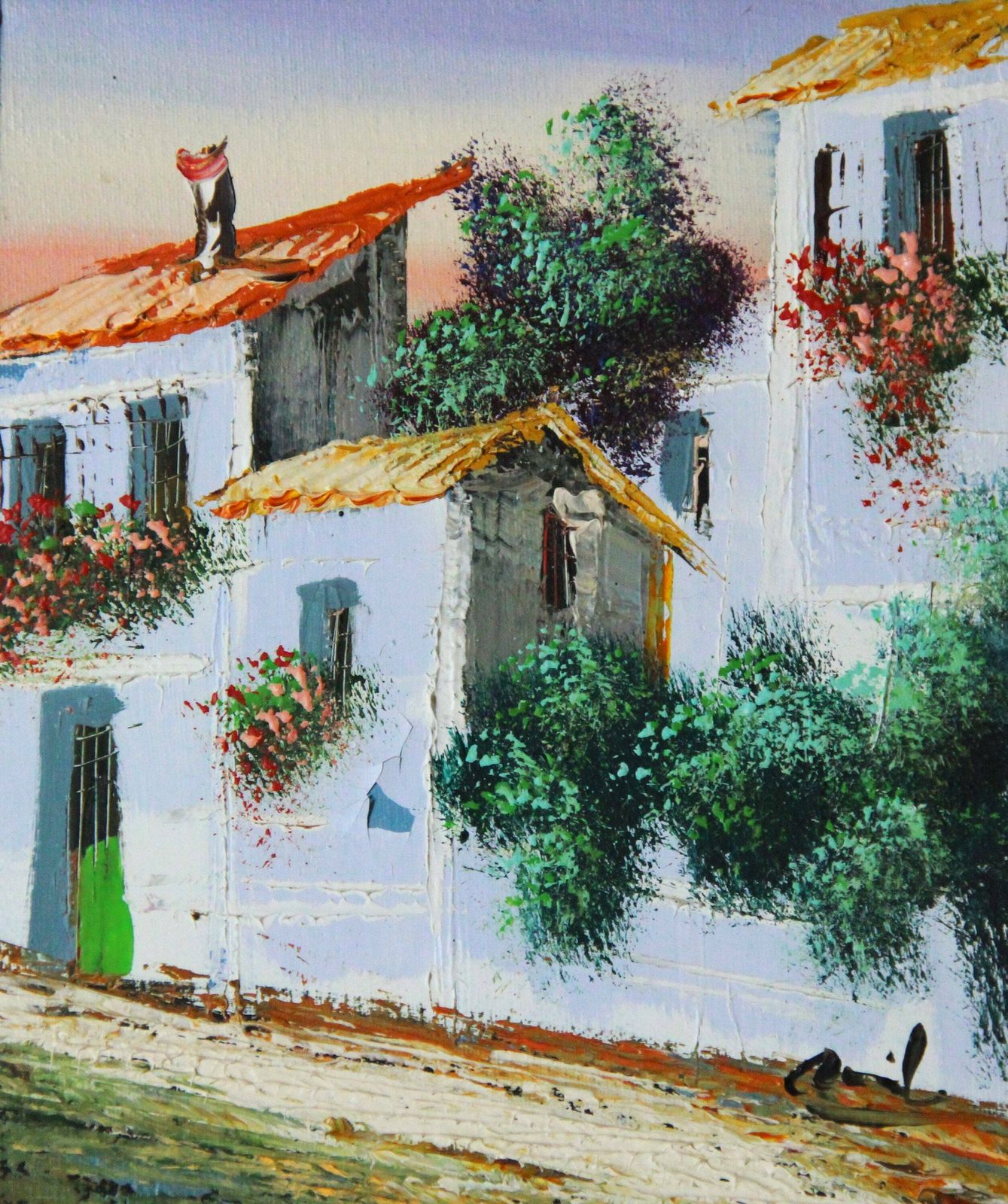 Painting A Street In A Typical Spanish Village. photo vinterior