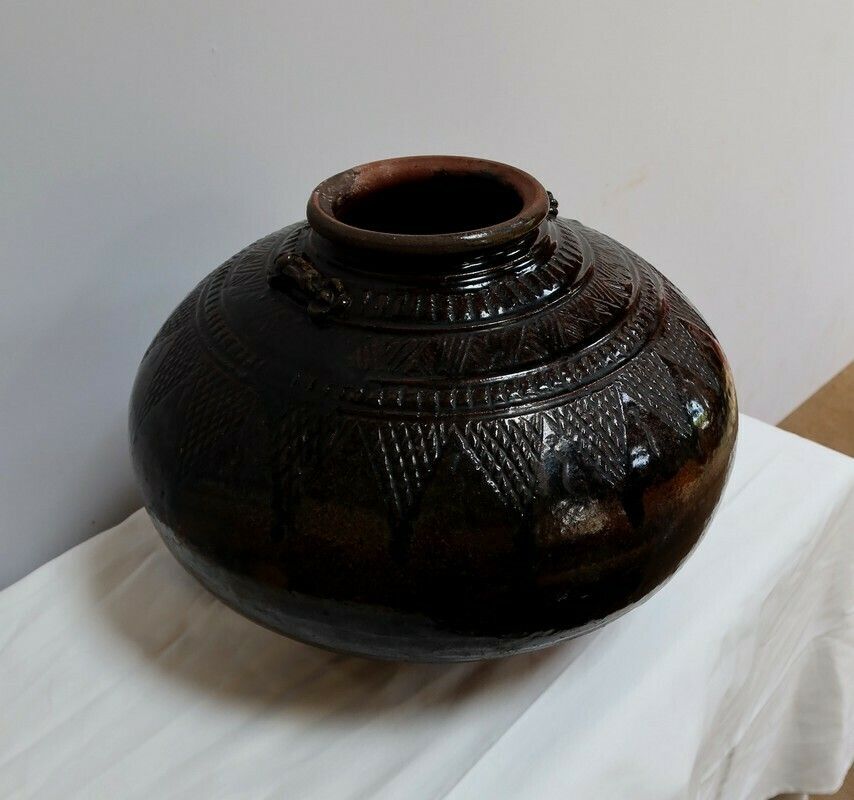 Important Bellied Vase In Glazed Terracotta – 1900 photo furniture