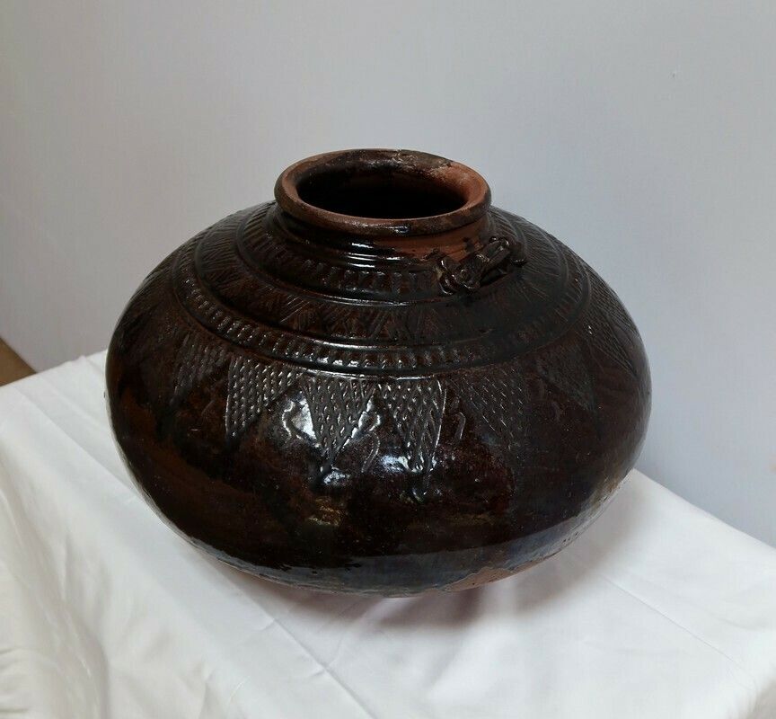 Important Bellied Vase In Glazed Terracotta – 1900 photo for sale