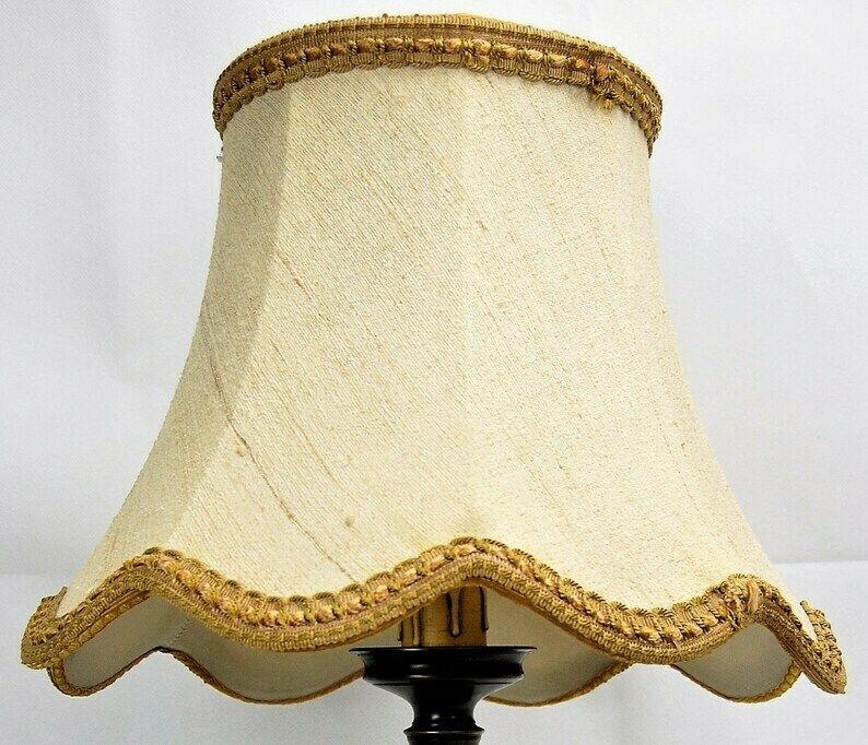 Noble Lamp From The Middle Of The Century With Raw Silk Shade, Germany Of The 1940s photo 188.0