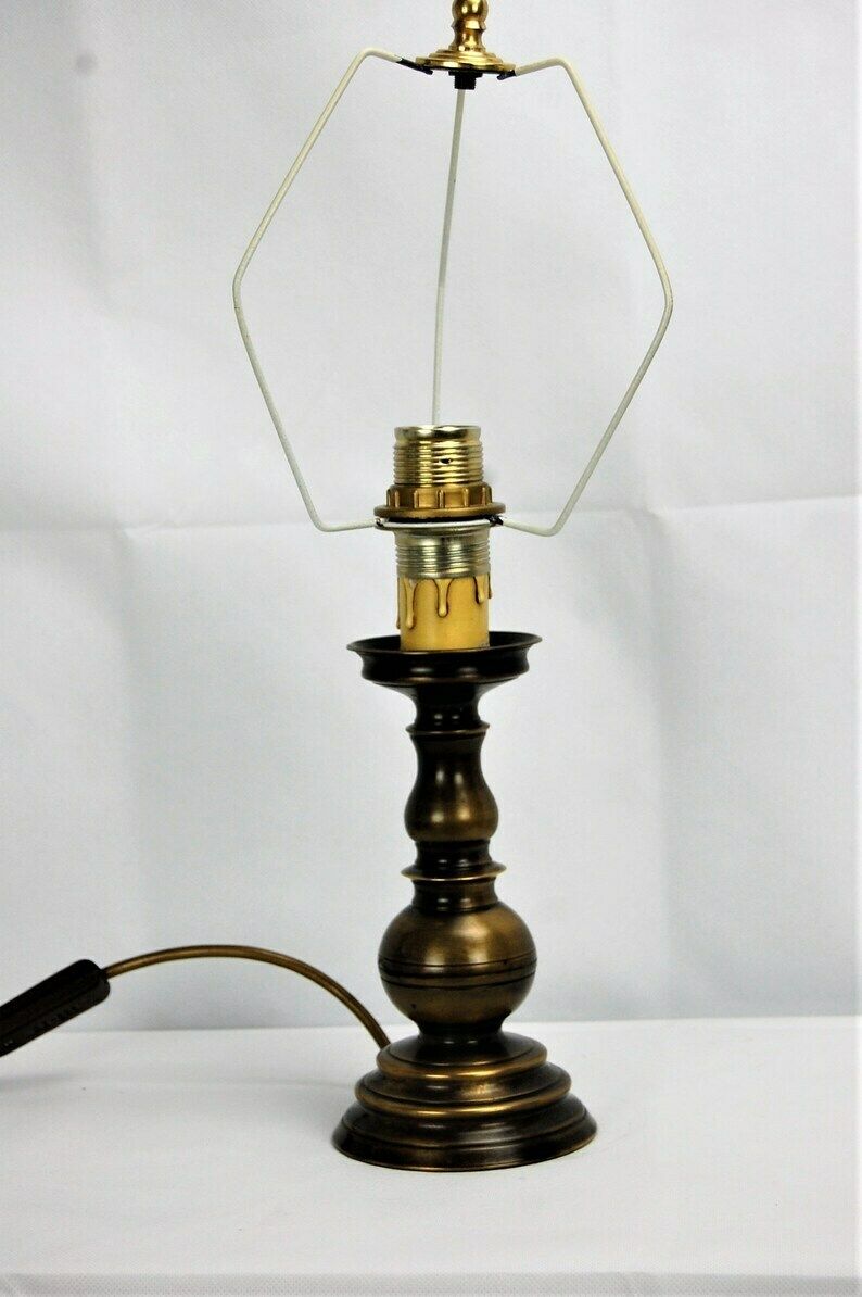 Noble Lamp From The Middle Of The Century With Raw Silk Shade, Germany Of The 1940s photo vintage