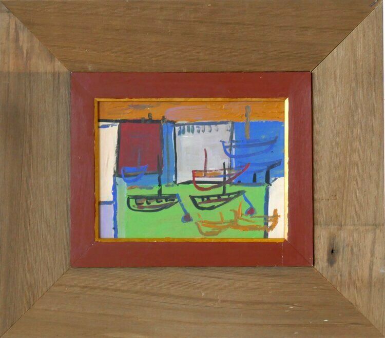 Boats On Estuary Bank Newlyn School photo buy