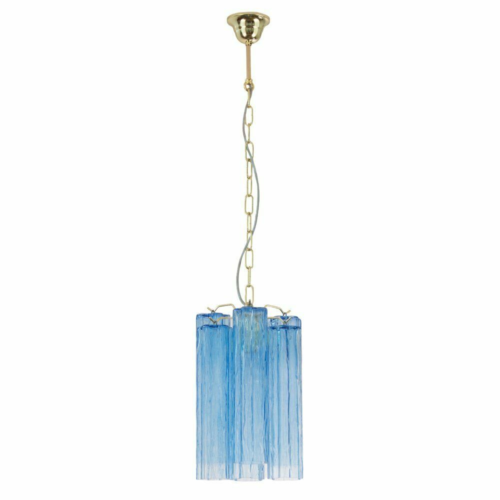 Tronchi Blue Glass Chandelier, Italy, 1990s