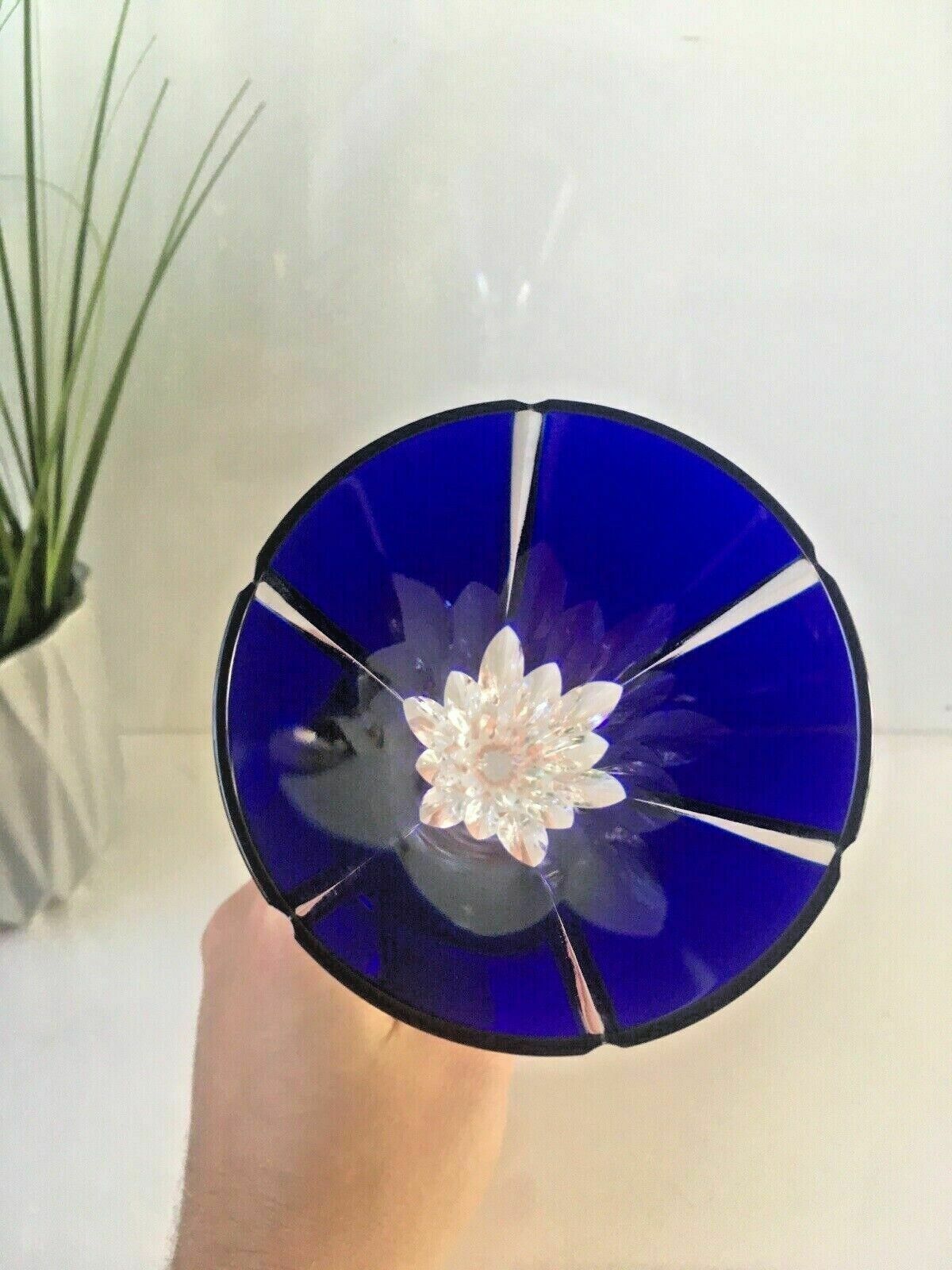 photo for sale Quality Set Of 6 Ajka Castille Lead Crystal Blue Cut Glass Champagne Flutes Wine