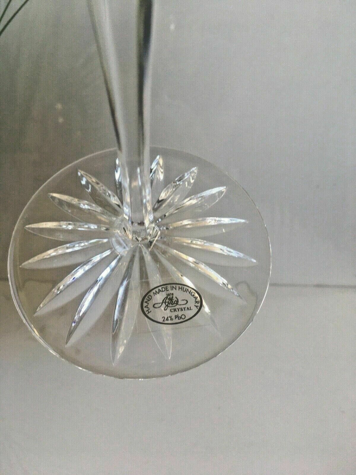 Home Decor Quality Set Of 6 Ajka Castille Lead Crystal Blue Cut Glass Champagne Flutes Wine photo