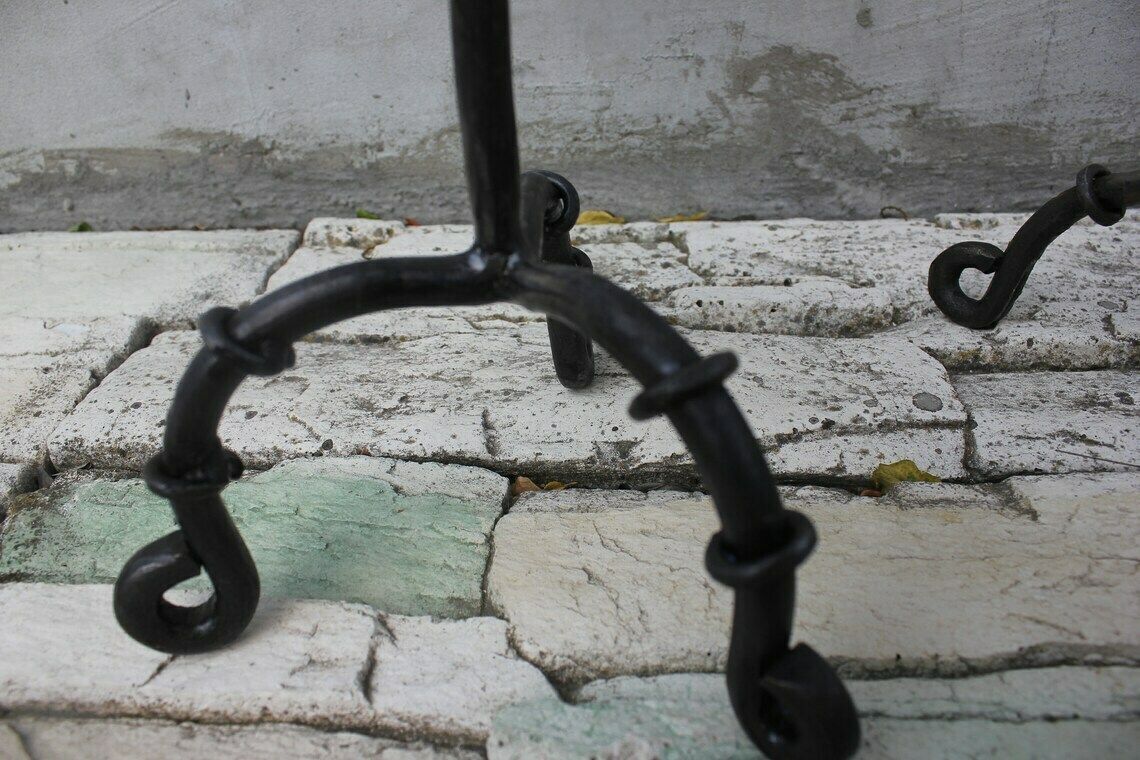 Two Side Large Candlesticks Floor Wrought Iron Candle Holders Fireplace Tall Candle Light 20th Century Antique photo vinterior